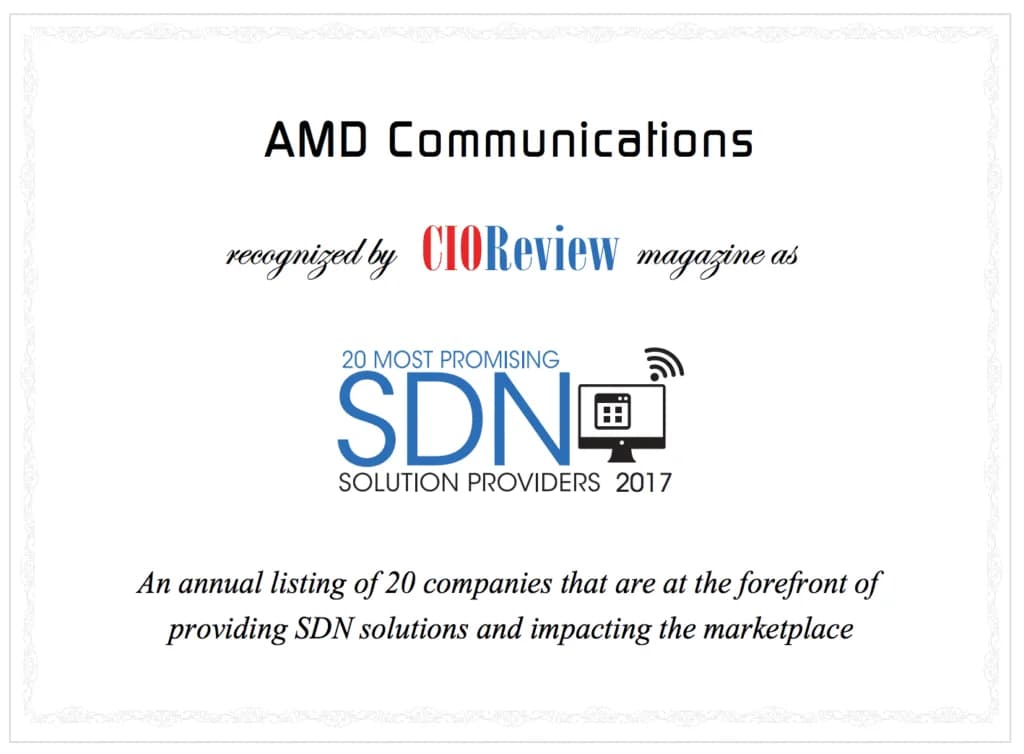 AMD Recognized as One of This Year's 20 Most Promising SDN Providers