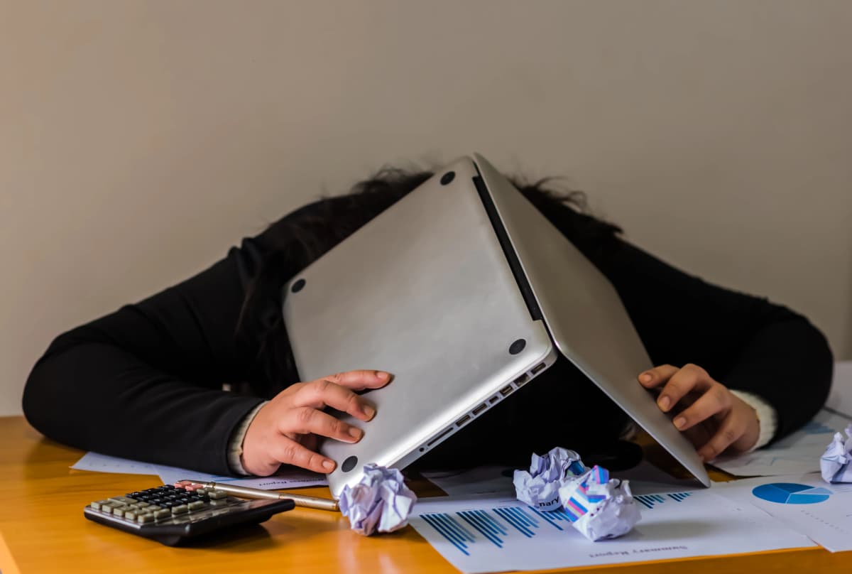 Frustrated business owner dealing with software setup